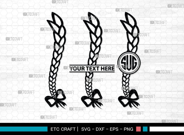 Hair Braided Monogram, Hair Braided Silhouette, Hair Braided SVG, Braided Svg, Braided Hair Svg, Fashion Svg, SB00195 SVG ETC Craft 