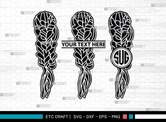 Hair Braided Monogram, Hair Braided Silhouette, Hair Braided SVG, Braided Svg, Braided Hair Svg, Fashion Svg, SB00195 SVG ETC Craft 
