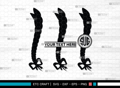 Hair Braided Monogram, Hair Braided Silhouette, Hair Braided SVG, Braided Svg, Braided Hair Svg, Fashion Svg, SB00195 SVG ETC Craft 