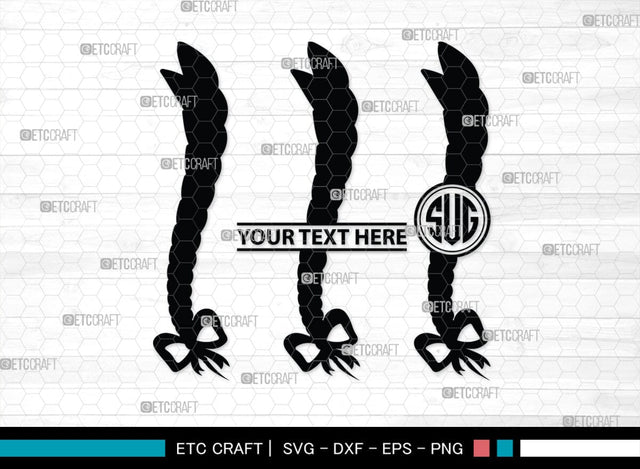Hair Braided Monogram, Hair Braided Silhouette, Hair Braided SVG, Braided Svg, Braided Hair Svg, Fashion Svg, SB00195 SVG ETC Craft 