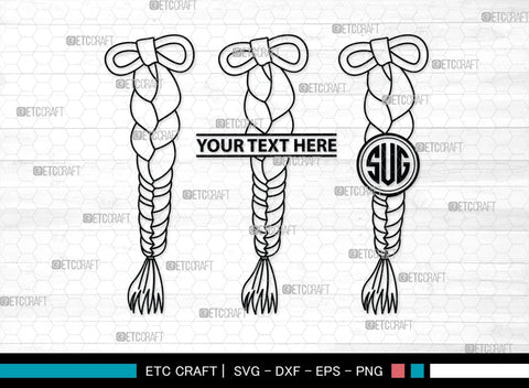 Hair Braided Monogram, Hair Braided Silhouette, Hair Braided SVG, Braided Svg, Braided Hair Svg, Fashion Svg, SB00195 SVG ETC Craft 