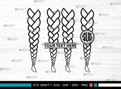 Hair Braided Monogram, Hair Braided Silhouette, Hair Braided SVG, Braided Svg, Braided Hair Svg, Fashion Svg, SB00195 SVG ETC Craft 