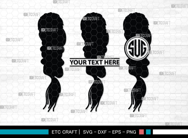Hair Braided Monogram, Hair Braided Silhouette, Hair Braided SVG, Braided Svg, Braided Hair Svg, Fashion Svg, SB00195 SVG ETC Craft 