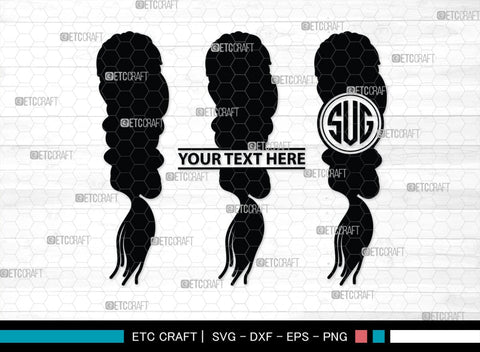 Hair Braided Monogram, Hair Braided Silhouette, Hair Braided SVG, Braided Svg, Braided Hair Svg, Fashion Svg, SB00195 SVG ETC Craft 