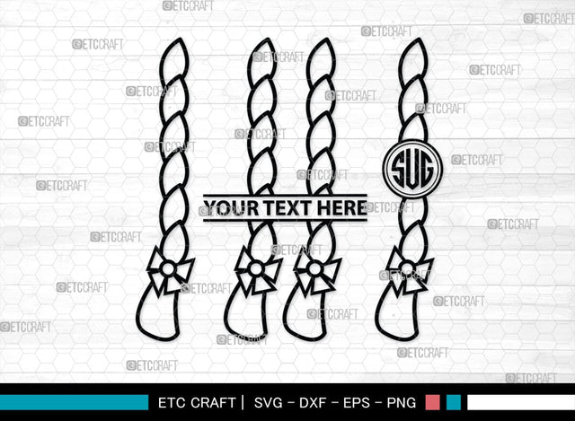 Hair Braided Monogram, Hair Braided Silhouette, Hair Braided SVG, Braided Svg, Braided Hair Svg, Fashion Svg, SB00195 SVG ETC Craft 