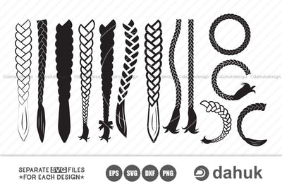 Hair Braided Svg, Hair Braided Bundle, Braided Clipart, Braided Logo, Silhouette, Svg, Eps, Dxf, Png, Cricut, Cut File SVG dahukdesign 