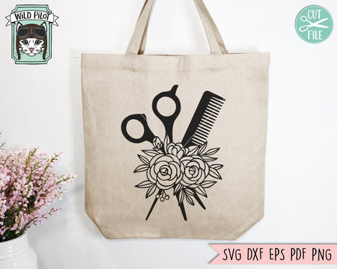 Hair Dresser SVG File, Hair Salon SVG, Floral Scissors SVG, Comb SVG, Blow Dryer SVG Cut File, Scissor Flowers SVG, Hair Stylist SVG File, Hair Dresser Cut File SVG Wild Pilot 