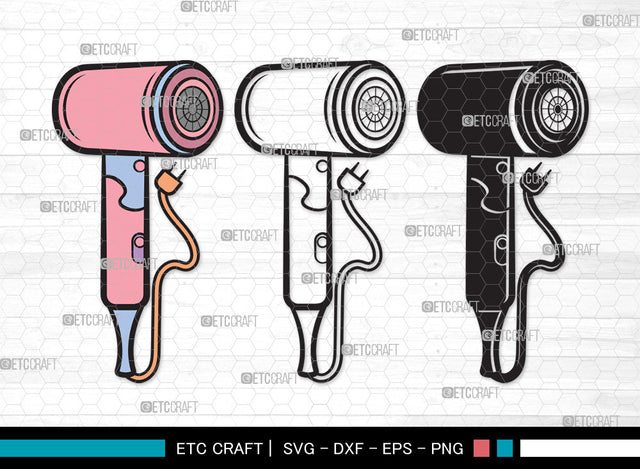 Hair Dryer Clipart SVG | Blow Dryer Svg | Barber Tools Svg | Hair Blower Svg | Hair Stylist Svg | Hair Dryer Clipart SVG ETC Craft 