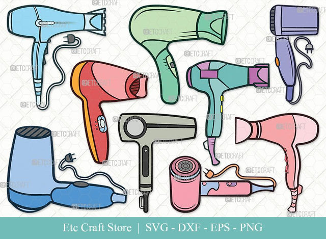 Hair Dryer Clipart SVG Cut File | Blow Dryer Svg | Barber Tools Svg | Hair Blower Svg | Hair Stylist Svg | Hair Dryer Svg Bundle SVG ETC Craft 