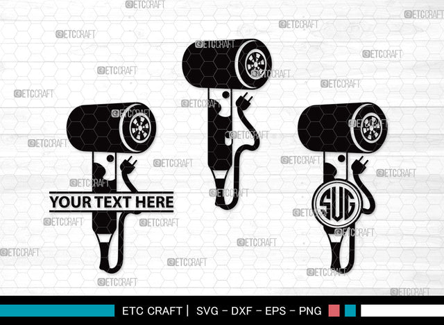 Hair Dryer Monogram SVG | Blow Dryer Svg | Barber Tools Svg | Hair Blower Svg | Hair Stylist Svg | Hair Dryer Monogram SVG ETC Craft 