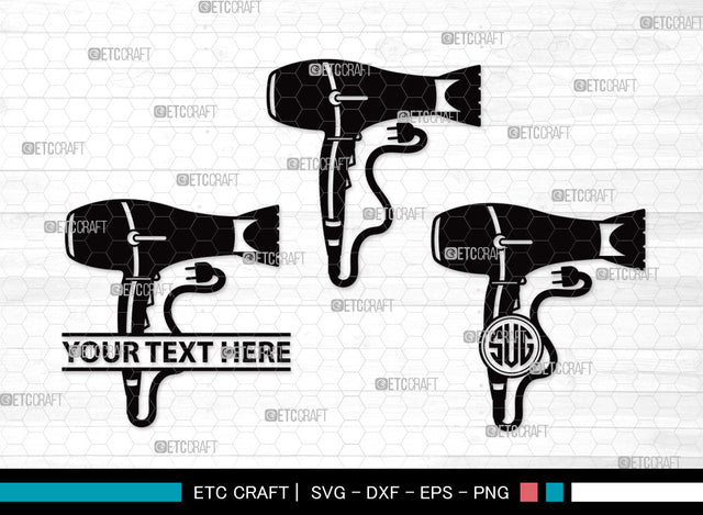 Hair Dryer Monogram SVG | Blow Dryer Svg | Barber Tools Svg | Hair Blower Svg | Hair Stylist Svg | Hair Dryer Monogram SVG ETC Craft 