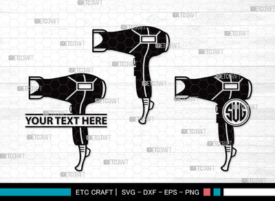 Hair Dryer Monogram SVG | Blow Dryer Svg | Barber Tools Svg | Hair Blower Svg | Hair Stylist Svg | Hair Dryer Monogram SVG ETC Craft 