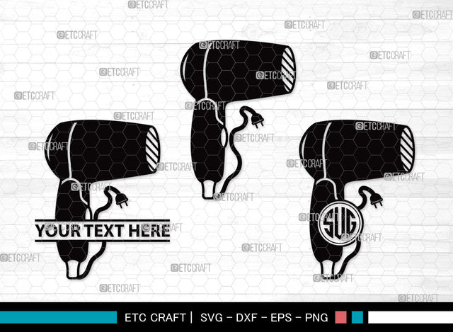 Hair Dryer Monogram SVG | Blow Dryer Svg | Barber Tools Svg | Hair Blower Svg | Hair Stylist Svg | Hair Dryer Monogram SVG ETC Craft 