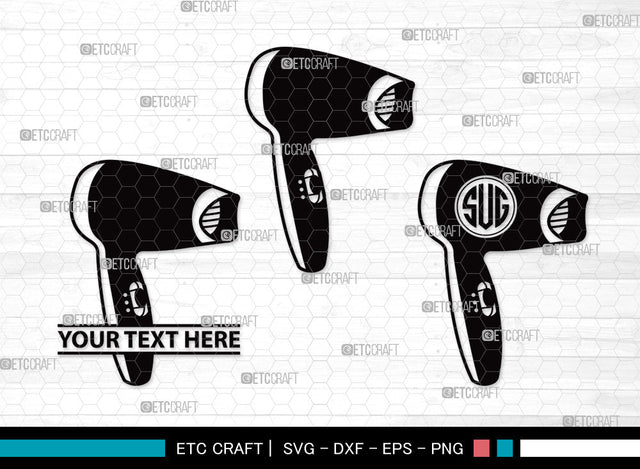 Hair Dryer Monogram SVG | Blow Dryer Svg | Barber Tools Svg | Hair Blower Svg | Hair Stylist Svg | Hair Dryer Monogram SVG ETC Craft 