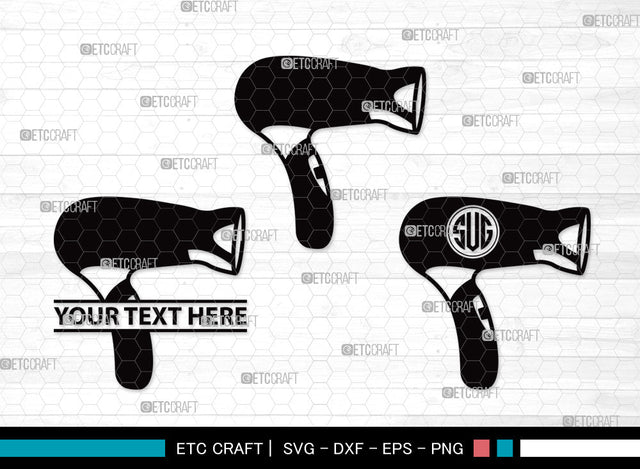Hair Dryer Monogram SVG | Blow Dryer Svg | Barber Tools Svg | Hair Blower Svg | Hair Stylist Svg | Hair Dryer Monogram SVG ETC Craft 