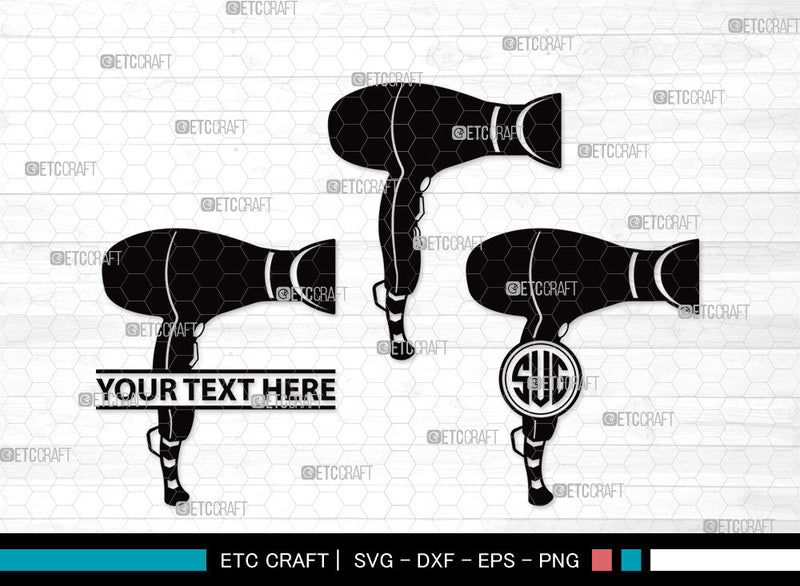Hair Dryer Monogram SVG | Blow Dryer Svg | Barber Tools Svg | Hair Blower Svg | Hair Stylist Svg | Hair Dryer Monogram SVG ETC Craft 