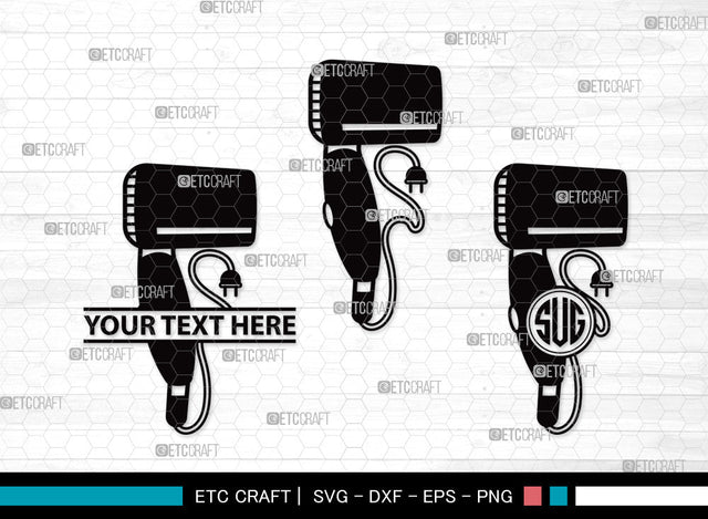 Hair Dryer Monogram SVG | Blow Dryer Svg | Barber Tools Svg | Hair Blower Svg | Hair Stylist Svg | Hair Dryer Monogram SVG ETC Craft 