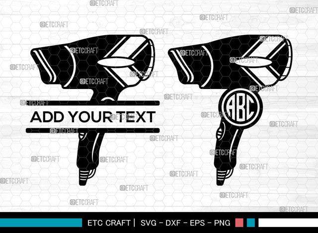 Hair Dryer Monogram SVG, Blow Dryer Svg, Barber Tools Svg, Split Monogram Svg SVG ETC Craft 