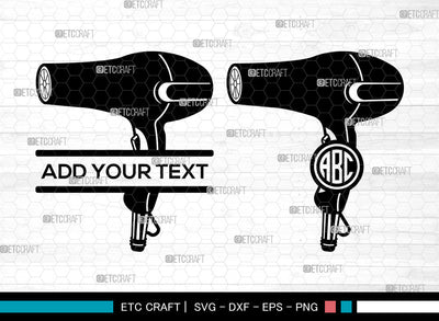 Hair Dryer Monogram SVG, Blow Dryer Svg, Barber Tools Svg, Split Monogram Svg SVG ETC Craft 