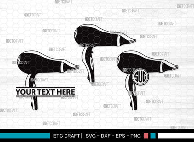 Hair Dryer Monogram SVG | Hair Stylist Svg | Barber Tool Svg | Hair Salon Svg | Salon Equipment Svg | Blow Dryer Svg | Hair Dryer Clipart SVG ETC Craft 