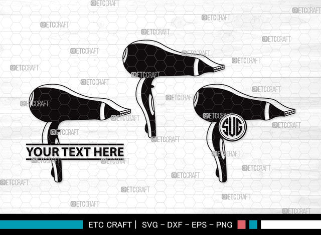 Hair Dryer Monogram SVG | Hair Stylist Svg | Barber Tool Svg | Hair Salon Svg | Salon Equipment Svg | Blow Dryer Svg | Hair Dryer Clipart SVG ETC Craft 