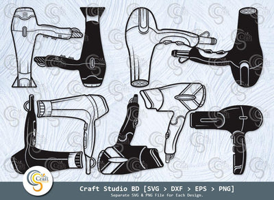 Hair Dryer Silhouette, Blow Dryer Svg, Barber Tools Svg, Hair Dryer Svg Bundle SVG ETC Craft 