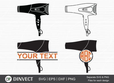 Hair Dryer SVG, Hair Dryer Silhouette, Barber Monogram, Hair Dryer bundle, Vector Cutting Machine, Cameo, Vinyl Designs, Iron On Decals, Digital File, Instant Download SVG Dinvect 