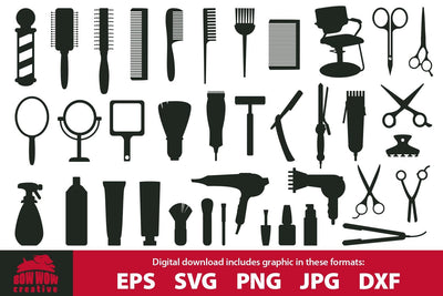 Hair Salon / Stylist / Cosmetology / Barber Cutting File & Clipart Bundle SVG Bow Wow Creative 
