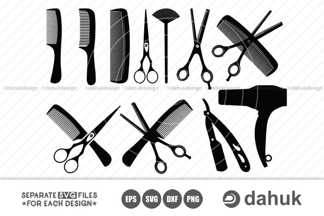 Hair Salon svg, Comb And Scissor, Hair Salon Logo, Hair Salon Silhouette, eps, dxf, clipart, svg files, png, cricut,cut file SVG dahukdesign 