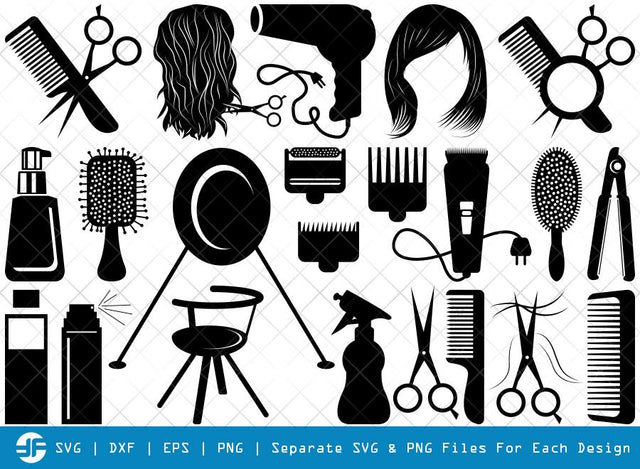 Hair Salon SVG Cut Files | Hairdresser Tools Silhouette Bundle SVG ETC Craft 
