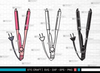 Hair Straightener SVG | Hair Stylist Svg | Barber Tool Svg | Hair Salon Svg | Salon Equipment Svg | Blow Dryer Svg | Hair Straightener Clipart SVG ETC Craft 