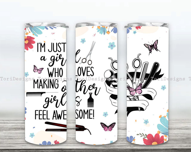 Hair Stylist 20oz Skinny Tumbler Sublimation Design Templates, Straight PNG Digital Download Sublimation ToriDesigns 