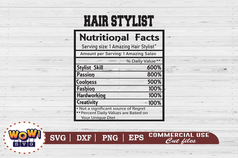 Hair stylist nutritional facts, barber shop svg, Funny quote svg SVG Wowsvgstudio 