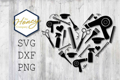 Hair Stylist SVG PNG DXF Shears Comb Color Heart Instant Download Silhouette Cricut Cut Files Cutting Machine Vector File SVG The Honey Company 
