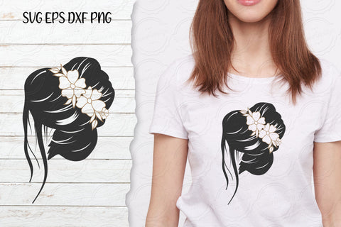 Hair with Flower svg cut file SVG SmmrDesign 