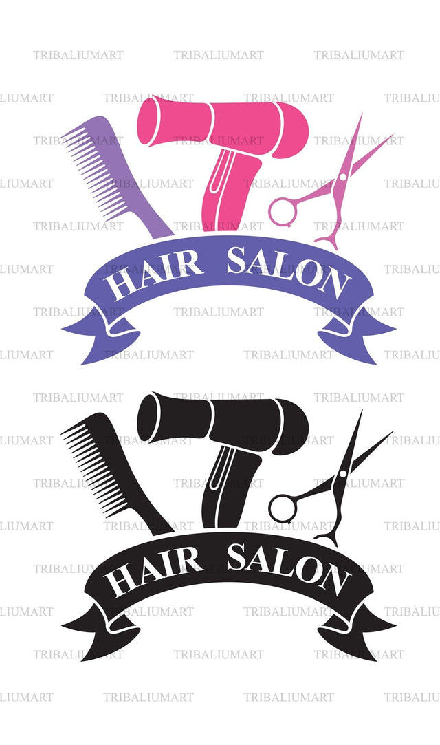 Haircut or hair salon symbol (hair dresser label) SVG TribaliumArtSF 
