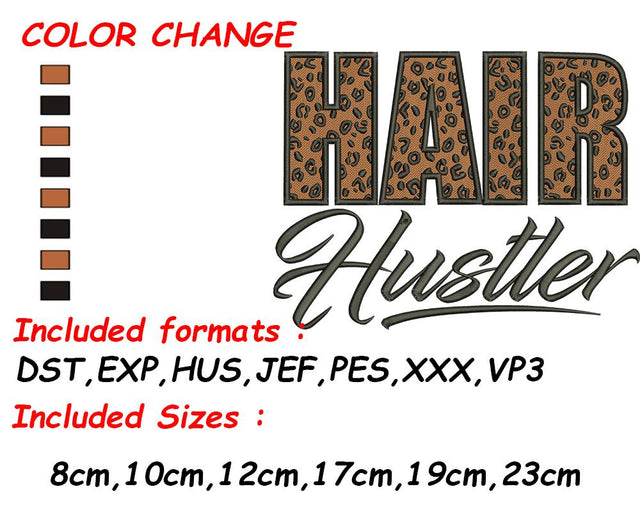 Hairdresser Gift, Hair Stylist, Leopard Embroidery, Gift for Stylist, Beauty Salon, Digital Download Embroidery/Applique DESIGNS SVG Digital Designer 