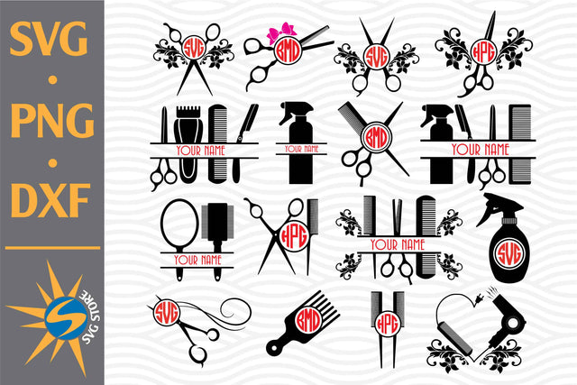 Hairdresser Monogram SVG, PNG, DXF Digital Files Include SVG SVGStoreShop 