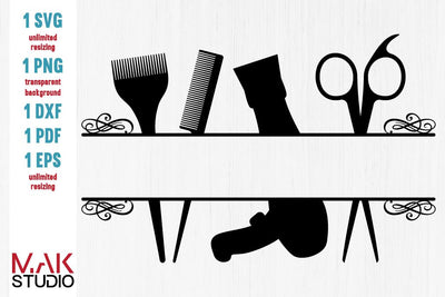 Hairdresser split monogram svg, Barber split frame svg, Fairstylist svg, Hairdresser monogram svg, Hairdresser monogram svg file SVG MAKStudion 
