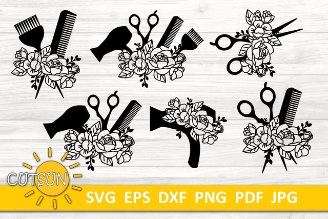 Hairdresser SVG bundle | Floral Hairdresser SVG bundle SVG CutsunSVG 