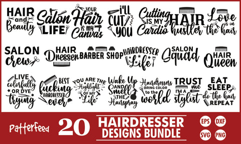 Hairdresser SVG Designs Bundle SVG PatternFeed8 