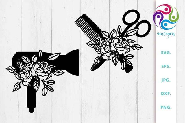 Hairdresser Svg, Hairstylist Svg,Combo and Scissors Svg, Hair dryer Svg SVG Sintegra 