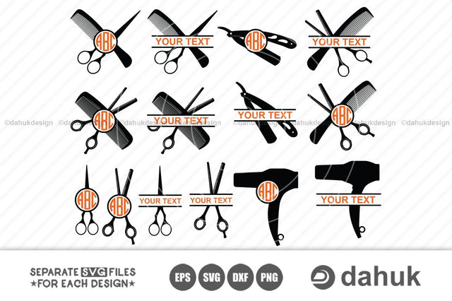 Hairdresser SVG, split monogram, hair stylist, cosmetology, beauty salon, hairdresser scissors, split monogram, beautician, salon life SVG dahukdesign 