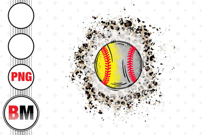 Half Baseball Softball Distressed Leopard PNG Files Sublimation BMDesign 