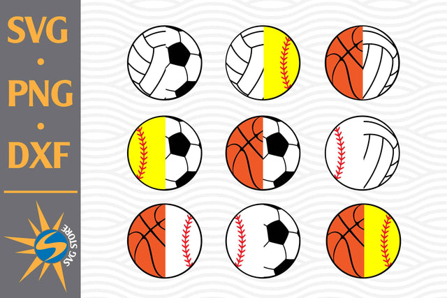 Half Sport Balls SVG, PNG, DXF Digital Files Include SVG SVGStoreShop 