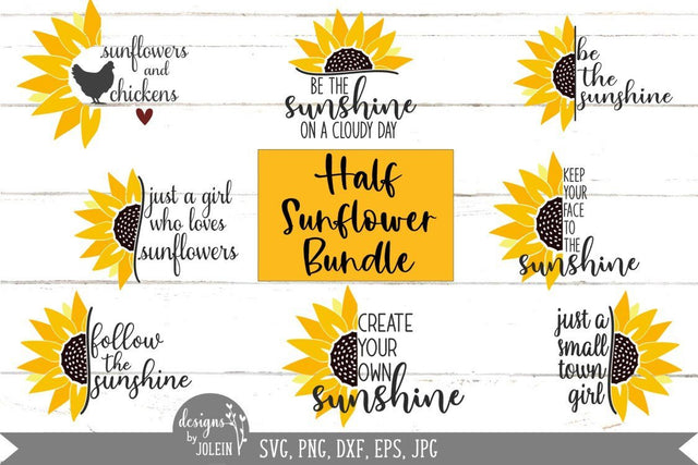 Half Sunflower Design Bundle SVG Designs by Jolein 