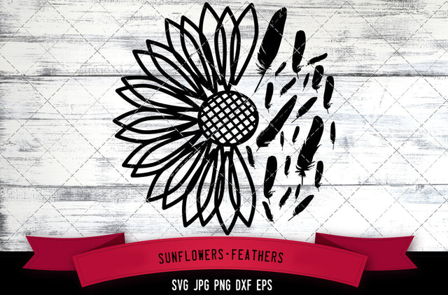 Half Sunflowers svg, feathers svg, quill svg, boho svg, bird feathers svg, cut files for Cricut, Silhouette Design, Svg, PNG, Dxf SVG Loveleen Kaur 