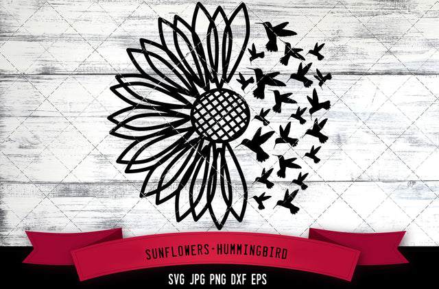 Half Sunflowers svg, hummingbird svg, sunshine svg, sunflower clipart svg, birds svg, cut files for Cricut, Silhouette Design, Svg, PNG, Dxf SVG Loveleen Kaur 