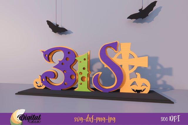 Hallloween SVG | Layered Halloween Letter Stand 3D Design | Lettering SVG | Laser Cut SVG Evgenyia Guschina 