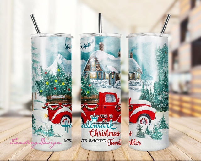 Hallmark Christmas Movie 20oz Tumbler Wrap,Merry Christmas Tumbler Template,Winter Scene Tumbler PNG Download,Snowman Xmas Truck Tumbler PNG Sublimation TrendingDesign 